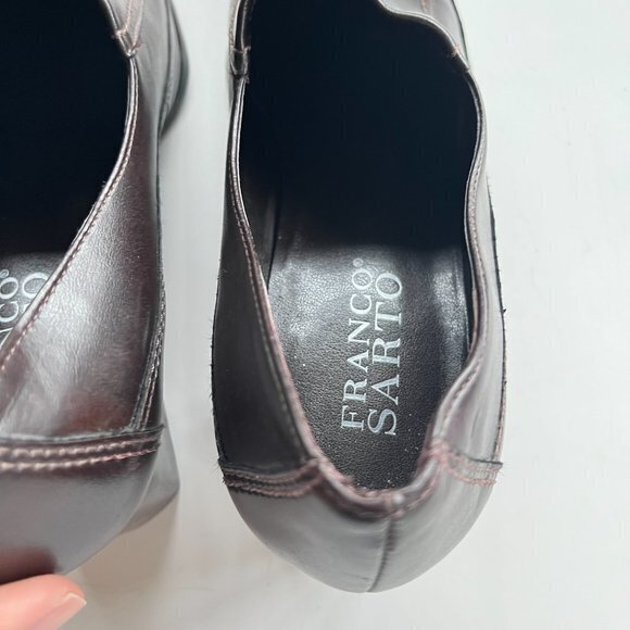 FRANCO SARTO SQUARE TOE CHUNKY HEEL BROWN LEATHER‎ WOMENS SIZE 6.5M PUMPS… - Picture 4 of 8